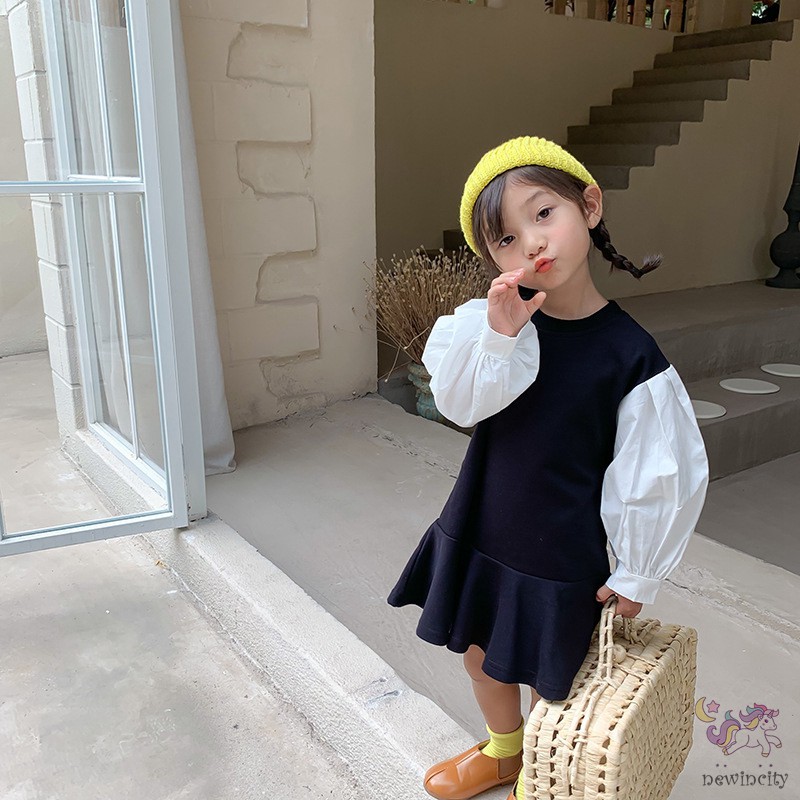 Đầm Tay Dài Kiểu Đuôi Cá Thời Trang Mùa Thu Hàn Quốc Cho Bé Gái