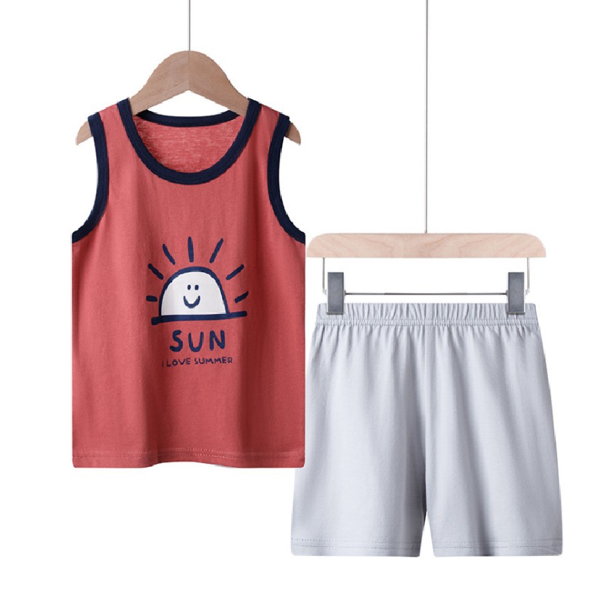 Bộ sát nách cho bé trai Kbibi Kids mã K04 Quần áo sát nách vải thun cotton cho bé mặc nhà, đi chơi mùa hè thấm hút mồ hô