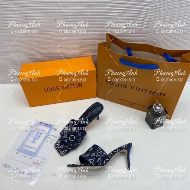 Guốc LV Gót Nhọn Quai Vải 2 Màu Xanh Đen Full Size 35-39