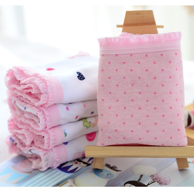 Bộ 12 Quần Lót Cotton Họa Tiết Hoạt Hình Cho Bé Gái