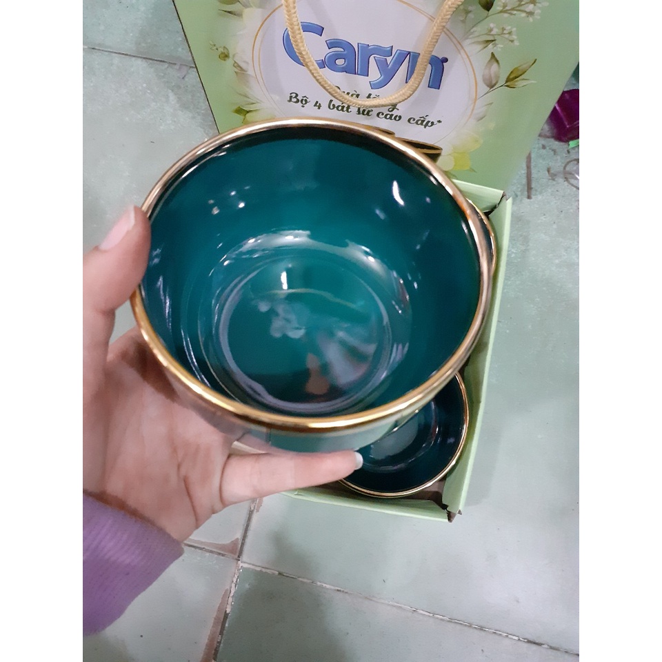 Bộ 4 chén gốm tráng men Quà tặng từ Caryn