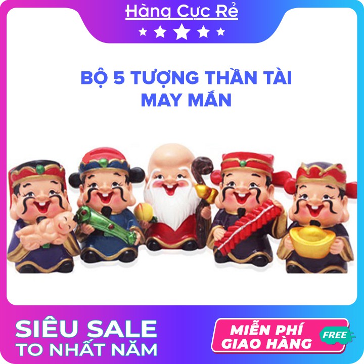 Bộ tượng 5 ông thần tài ❣️FREESHIP❣️ Tượng trang trí bàn làm việc, ô tô, tiểu cảnh-Shop Hàng Cực Rẻ