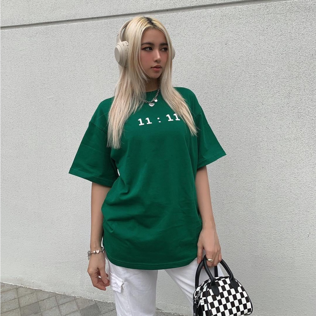 Áo Thun Unisex Nam Nữ 11:11 Xanh /Đen Ulzzang Hot Trend Street Style Mr Smile 99 Shop