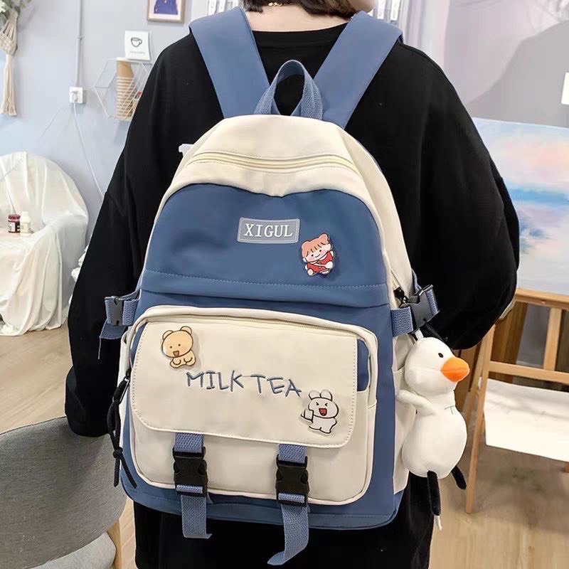 Balo Thời Trang Nam Nữ đi học sinh viên học sinh Ulzzang - Milk Tea