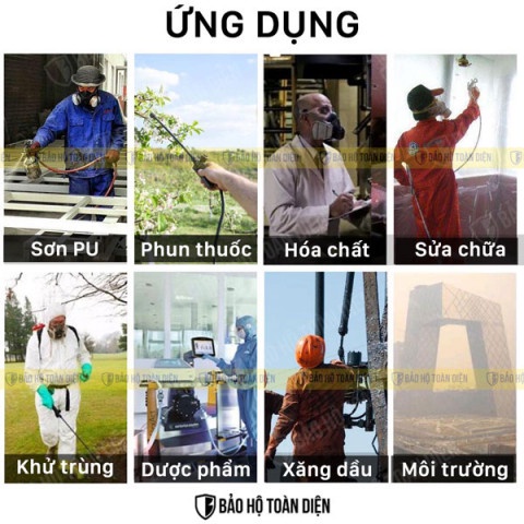 Bộ mặt nạ PHÒNG ĐỘC Blue Eagle Đài Loan cao cấp _ Dùng phun xịt trừ sâu, pha hóa chất, kèm KÍNH bảo vệ mắt