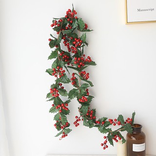 Dây Cherry đỏ có lá mềm trang trí Noel, phụ kiện trang trí giáng sinh - vpp HTP Toàn Cầu