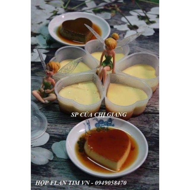 10 hộp nhựa làm flan có nắp hình tim, hình tròn 7 cm , hình bông hoa 90ml hot