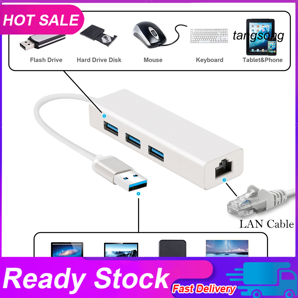 Bộ Chia 3 Cổng Usb Ts-1000Mbps Ethernet Lan Rj45 Dành Cho Máy Tính