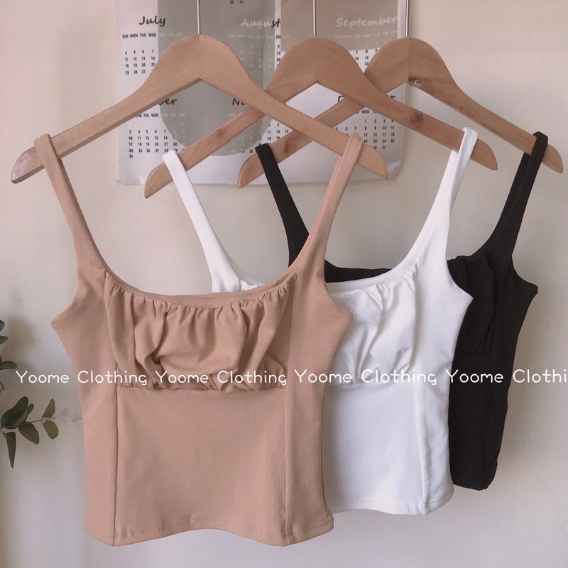 Áo hai dây nhún ngực ôm 2 lớp dày dặn cho nữ Yoomeclothing