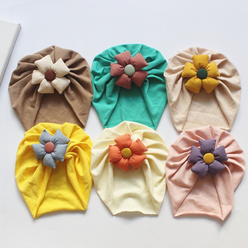 Mũ Beanie Thắt Nút Họa Tiết Hoa Dễ Thương Cho Bé Sơ Sinh