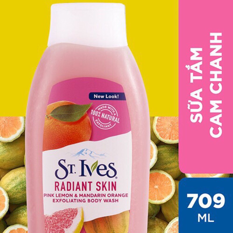 Combo Sữa tắm St.Ives Cam Chanh 650ml và Sữa rửa mặt tẩy tế bào chết St.Ives Trà Xanh 170g