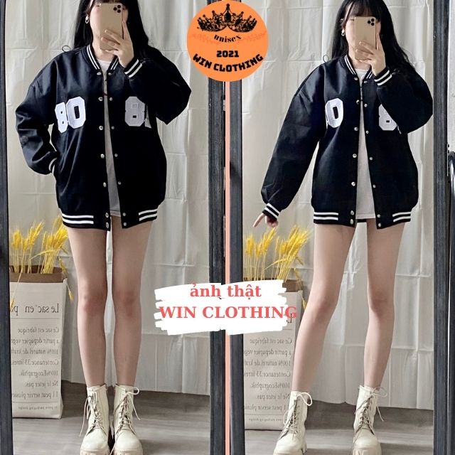 Áo khoác bomber nam, nữ unisex chất kaki dày dặn, mặc đi học, đi chơi, Áo bomber bóng chày H8-08 mã 01 | BigBuy360 - bigbuy360.vn