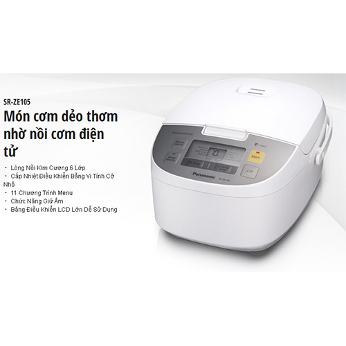 Nồi cơm điện tử Panasonic SR-ZE105WRA 1L