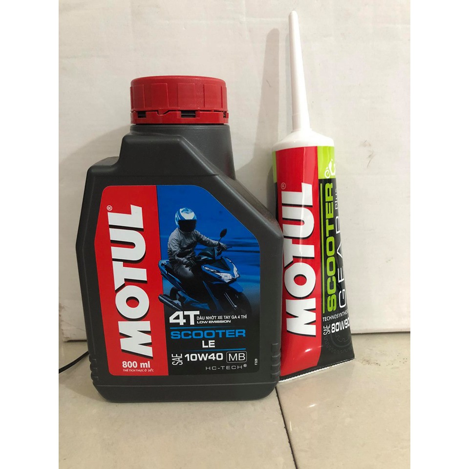 Nhớt ga Motul Scooter LE 10W40 800ml tặng nhớt hộp số Motul Gear Oil 80W90 120ml CHÍNH HÃNG