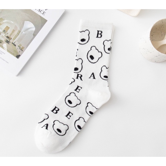 Vớ Tất hình Gấu, chữ B cao cổ Nam Nữ siêu dễ thương và xinh xắn