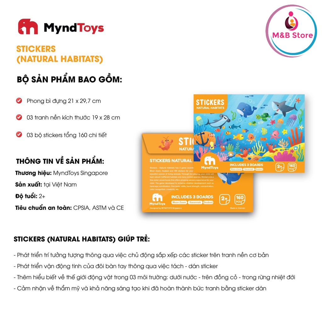 Miếng Dán Sticker Cao Cấp Myndtoys, Chất Liệu An Toàn Cho Bé