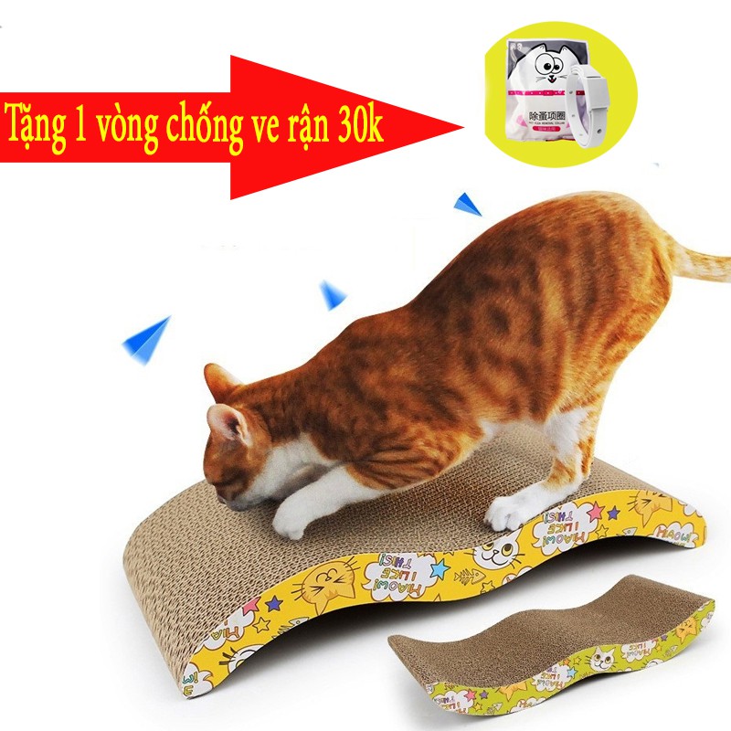 ( Tặng 1vòng  ve rận) Bàn cào móng cho mèo loại 4cm sóng nước_ Đồ chơi chó mèo