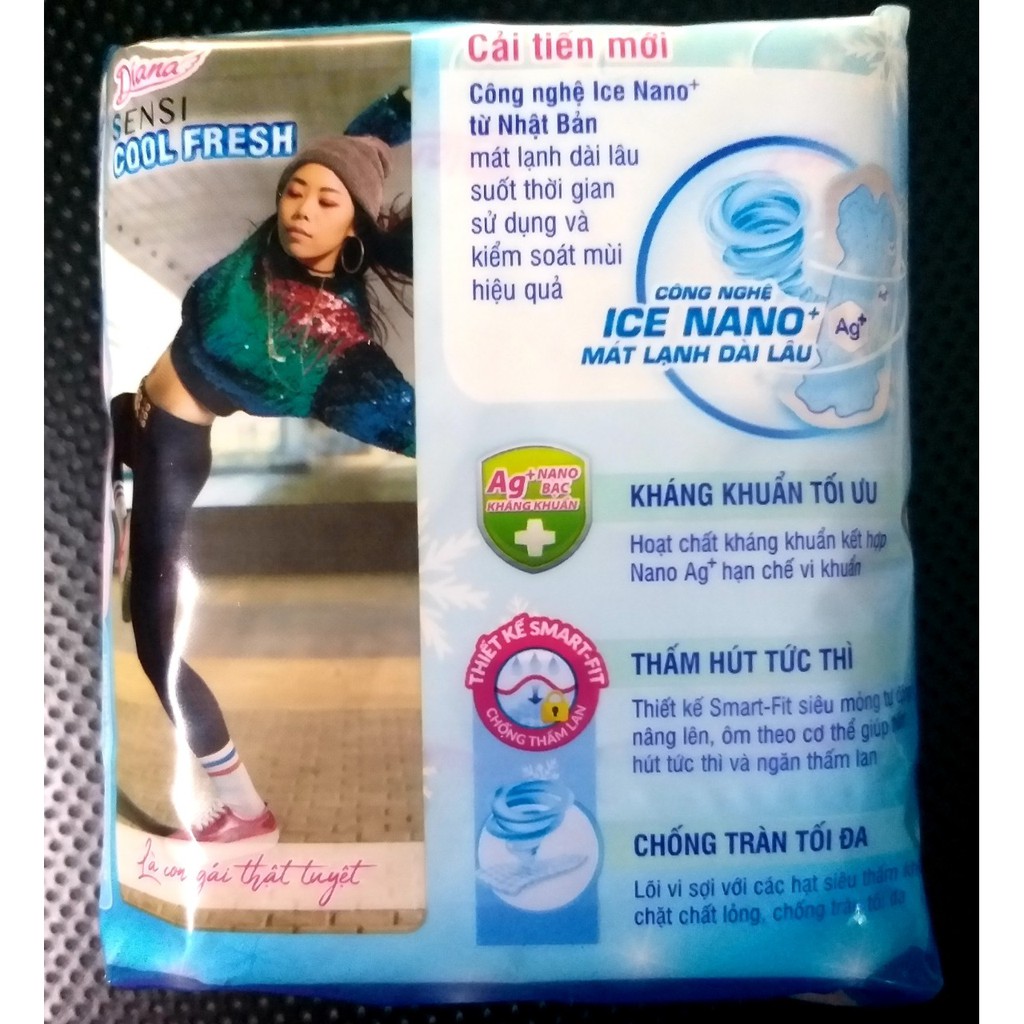 COMBO 6 GÓI BVS MỎNG KHÔNG CÁNH DIANA SENSI COOL FRESH, GÓI 8 MIẾNG DÀI 23CM