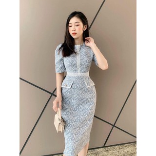 đầm body gấm vân sang trọng