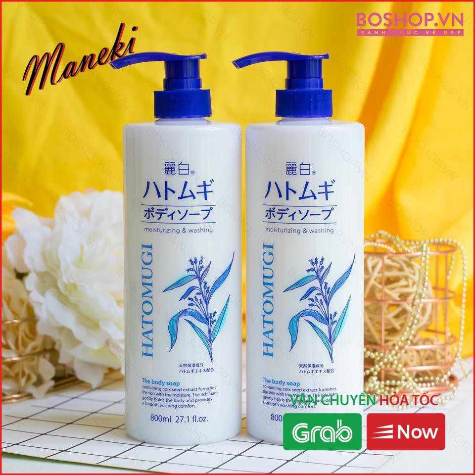 Sữa tắm Hatomugi 800ml dưỡng ẩm trắng da chiết xuất hạt ý dĩ hàng Nhật - Maneki | BigBuy360 - bigbuy360.vn