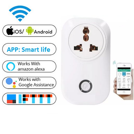 Ổ cắm điện thông minh kết nối wifi 3G 4G hẹn giờ bật tắt qua App Smart life hoặc tuya có hướng dẫn cài đặt