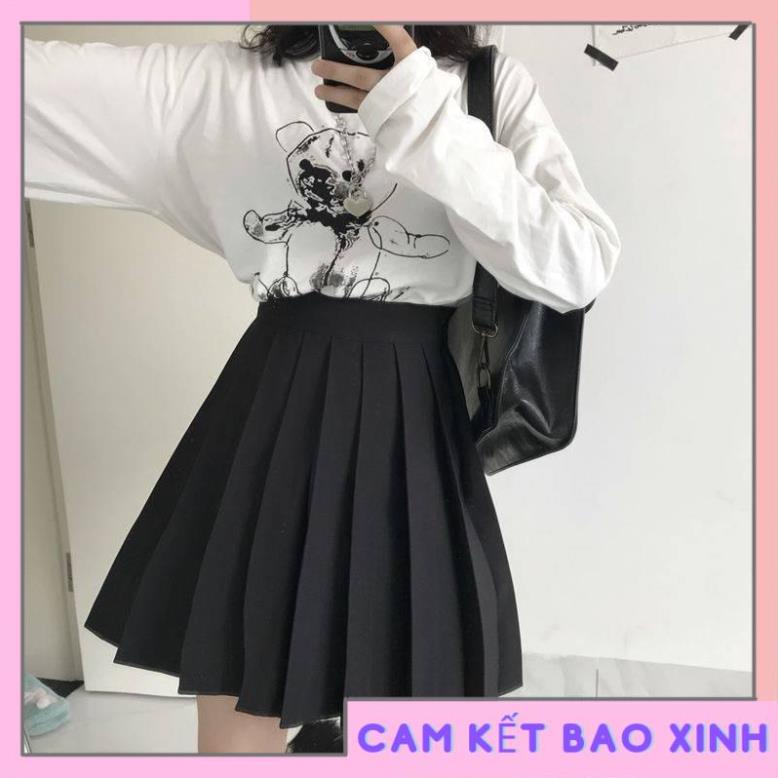 CHÂN VÁY TENNIS ĐEN TRƠN CÓ QUẦN TRONG XINH LẮM NHA [Hàng Siêu Cấp]