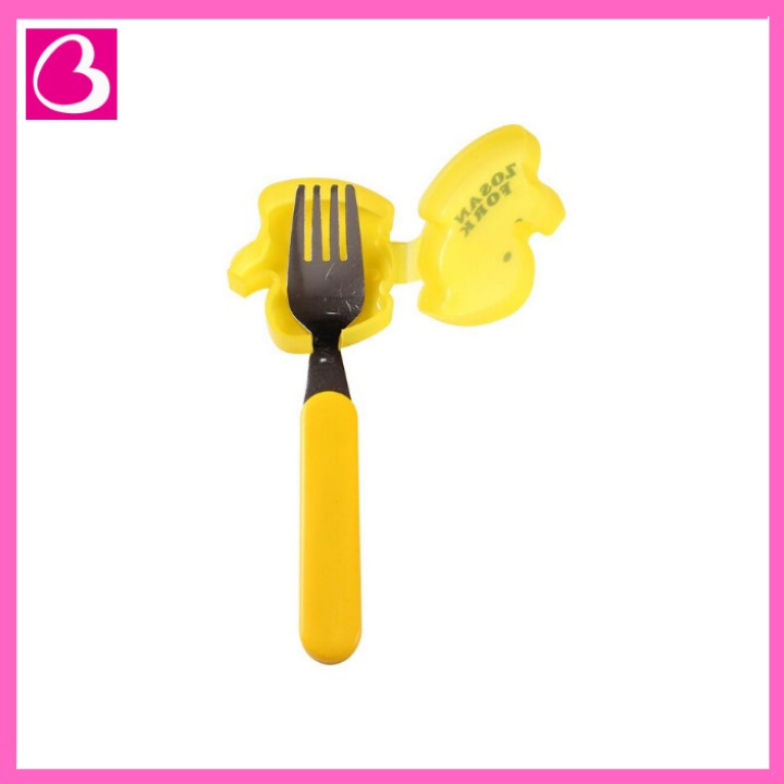 Nĩa Dĩa Inox &amp; Muỗng Thìa Inox Nhật Bản kèm hộp hình thú cho bé