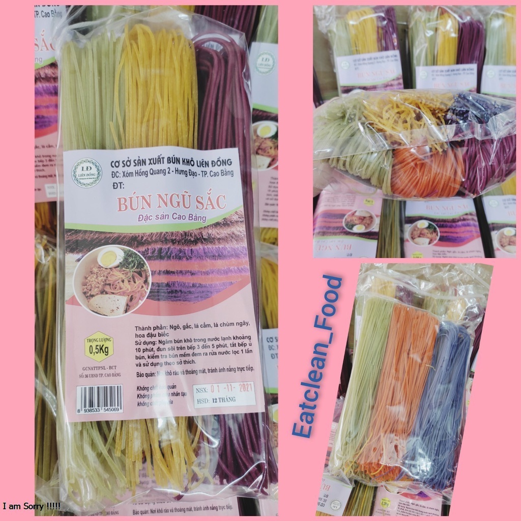 Mì bún ngũ sắc đặc sản Cao Bằng eatclean, ăn kiêng giảm cân (500g)