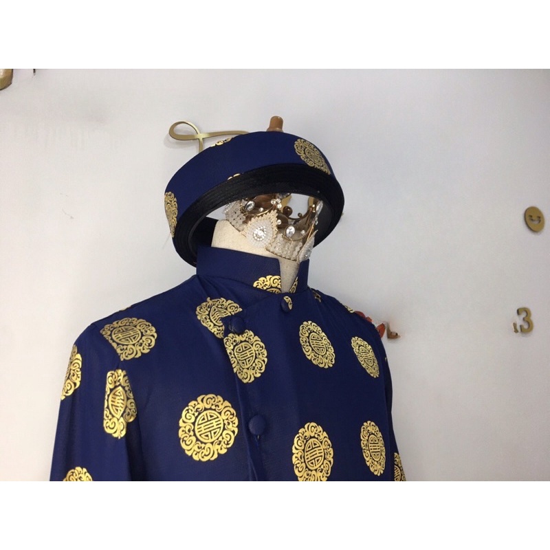 ÁO DÀI MỪNG THỌ GẤM KÈM KHĂN XẾP