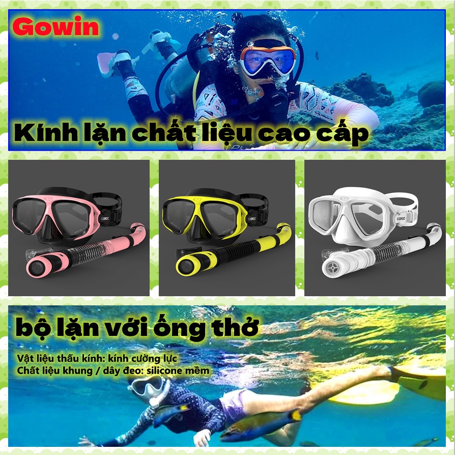 GOWIN kính lặn người lớn sử dụng mặt nạ lặn bộ đồ lặn lặn kính bơi snorkel mask diving goggles kính cường lực