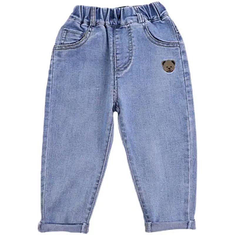 Quần jean dài dáng rộng in hoạt hình kiểu Hàn Quốc thời trang mùa hè cho bé gái