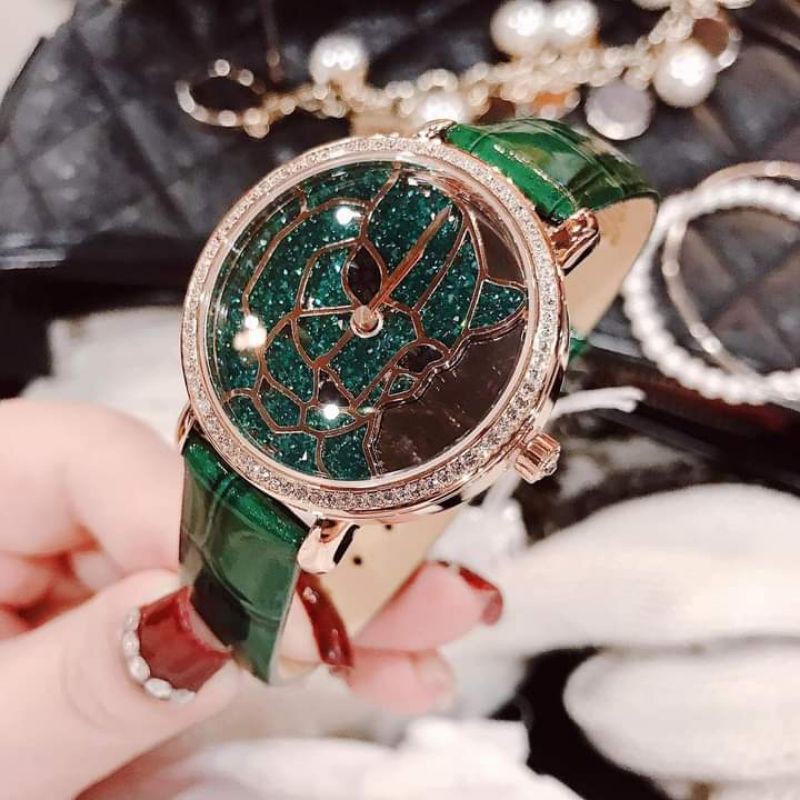 Đồng hồ nữ Davena mặt báo xanh dây xanh lá phong thủy siêu độc lạ