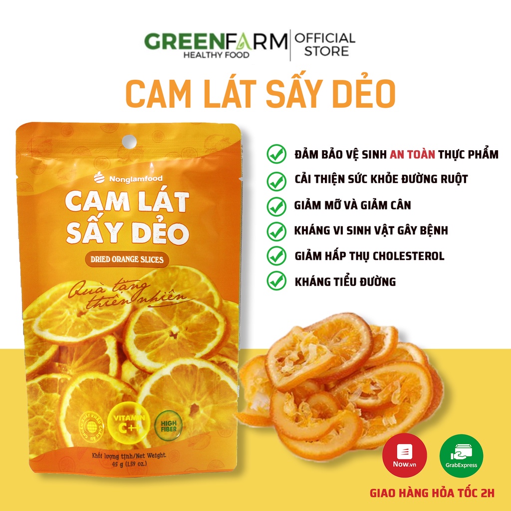 Cam lát sấy dẻo 45g Nông Lâm Food trái cấy sấy ít đường hỗ trợ giảm cân,bổ sung các chất dinh dưỡng cho cơ thể