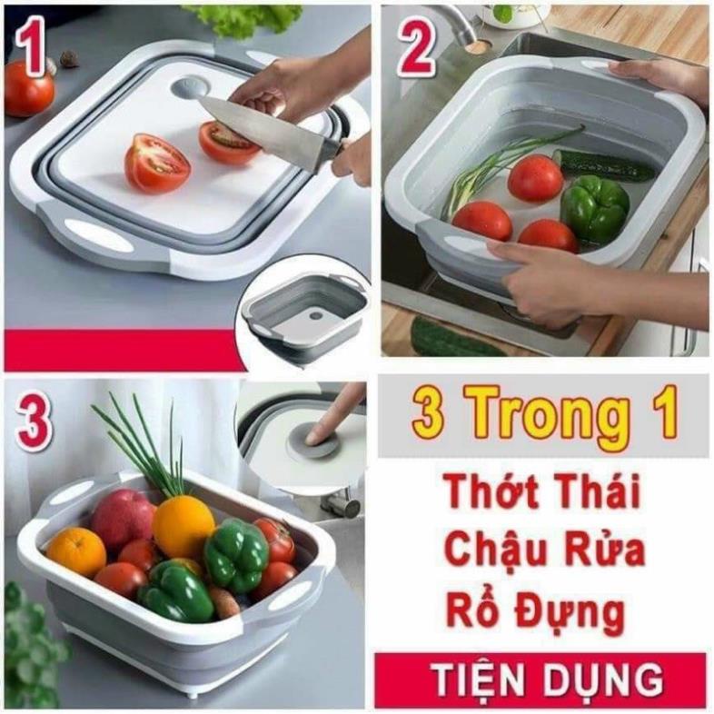 Thớt nhựa đa năng 3 in 1 kiêm chậu rửa, rổ đa năng, thớt siêu tiện dụng