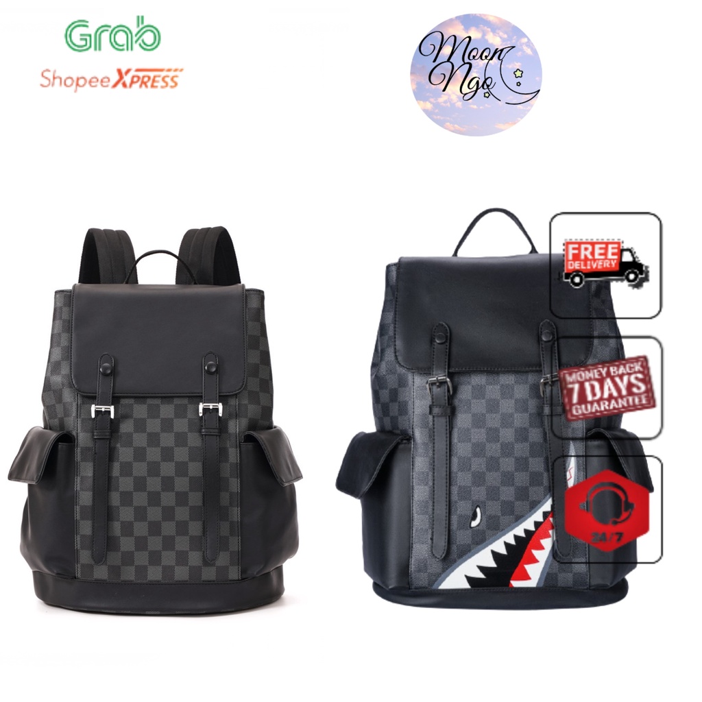 Balo Nam Nữ Thời Trang Cao Cấp Họa Tiết Hàm Cá Mập ✨ FREESHIP ✨ Balo Da Nam Nữ Đẹp Hàn Quốc Đi Học, Du Lịch, Đựng Laptop