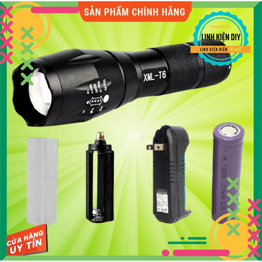 Đèn pin siêu sáng T6 nhôm nguyên khối chống nước pin 18650 hoặc AAA đèn pin sạc Zoom X2000