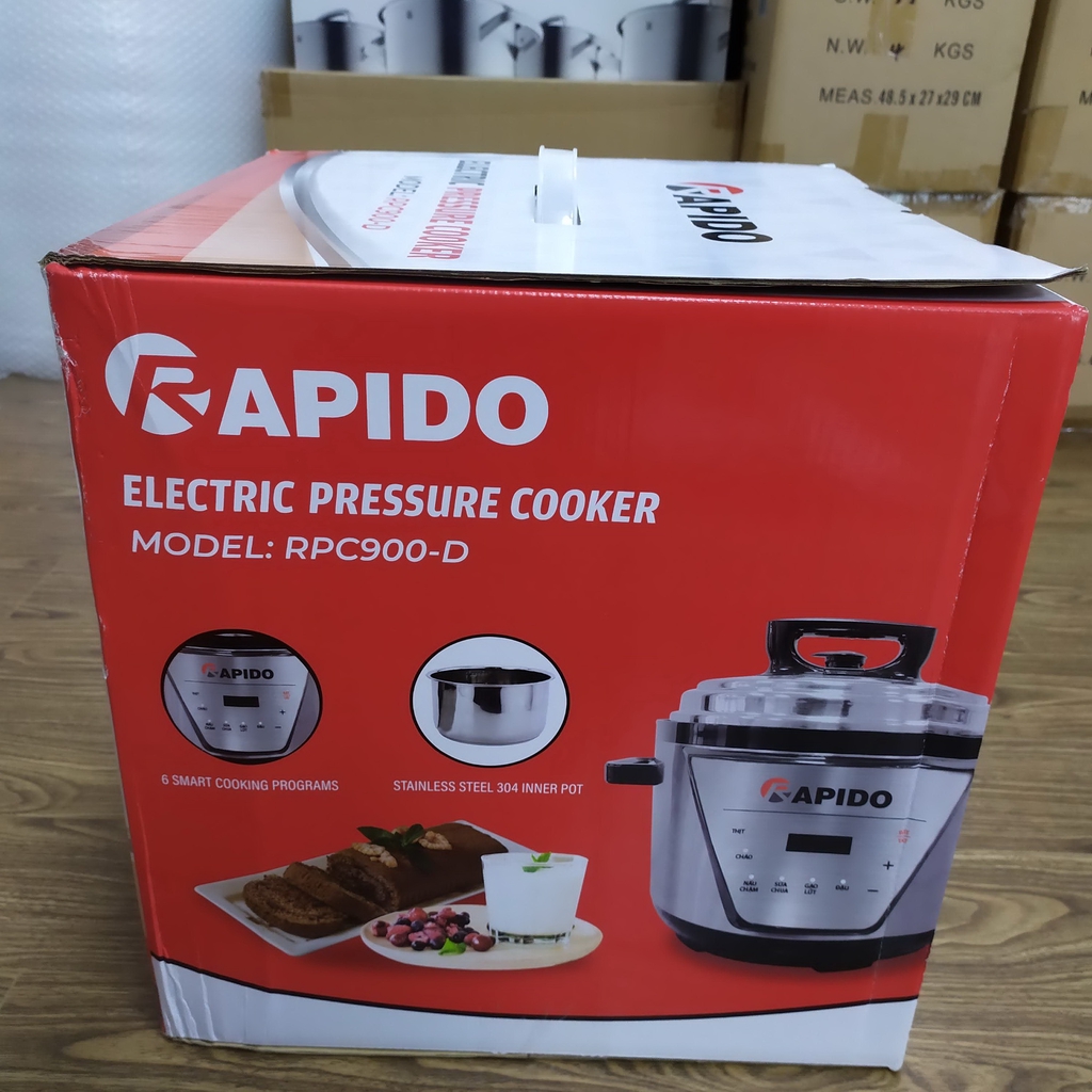 (Chính hãng) Nồi áp suất điện đa năng Rapido RPC900 D thiết kế sang trọng an toàn khi hoạt động và tiết kiệm năng lượng