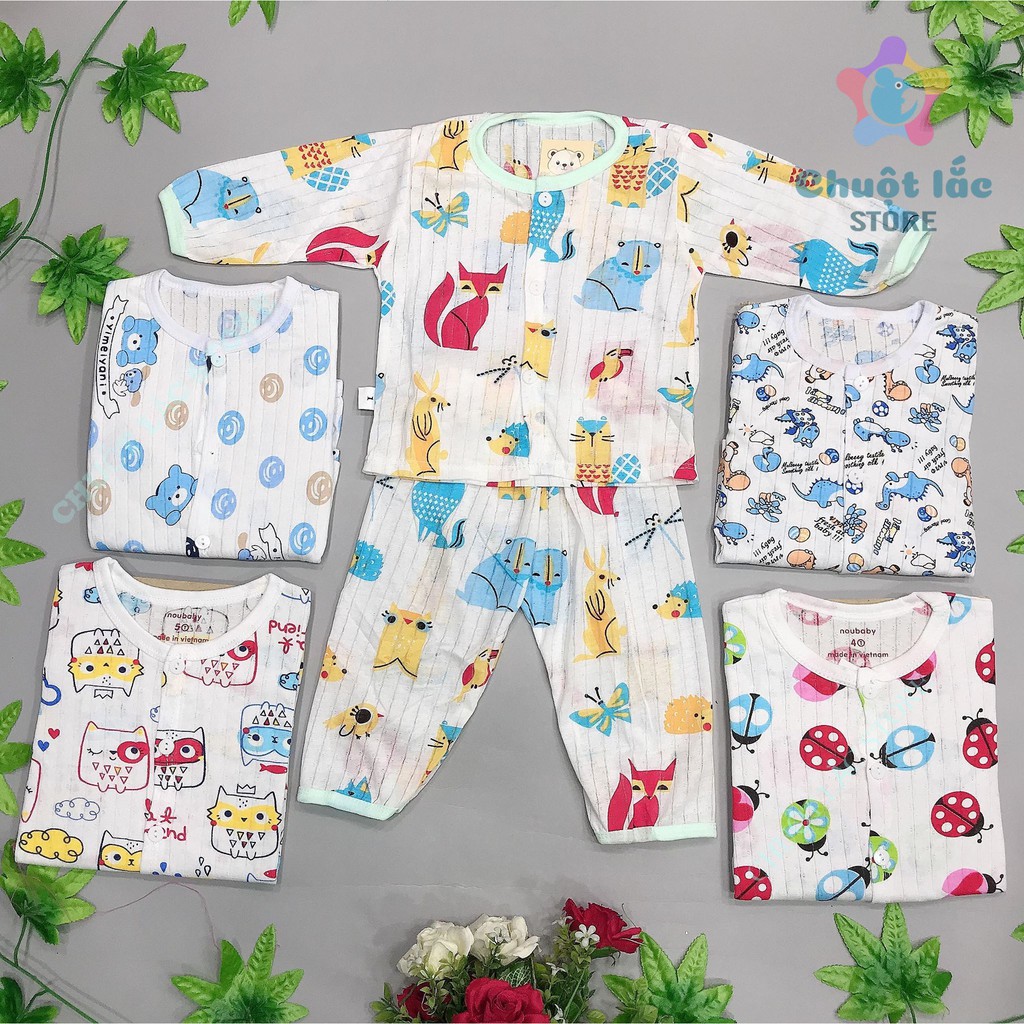 Combo 2 Bộ Quần Áo Trẻ Em Chuột Lắc Store Cotton Giấy Dài Tay Cho Bé Trai Và Gái Từ 4Kg Đến 14Kg Màu Ngẫu Nhiên