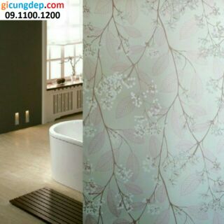Decal dán kính/kiếng hoa trắng lá xanh