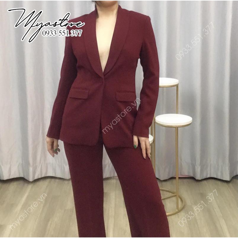 Set vest màu vàng Set vest nữ cao cấp dự tiệc, công sở màu đỏ đô