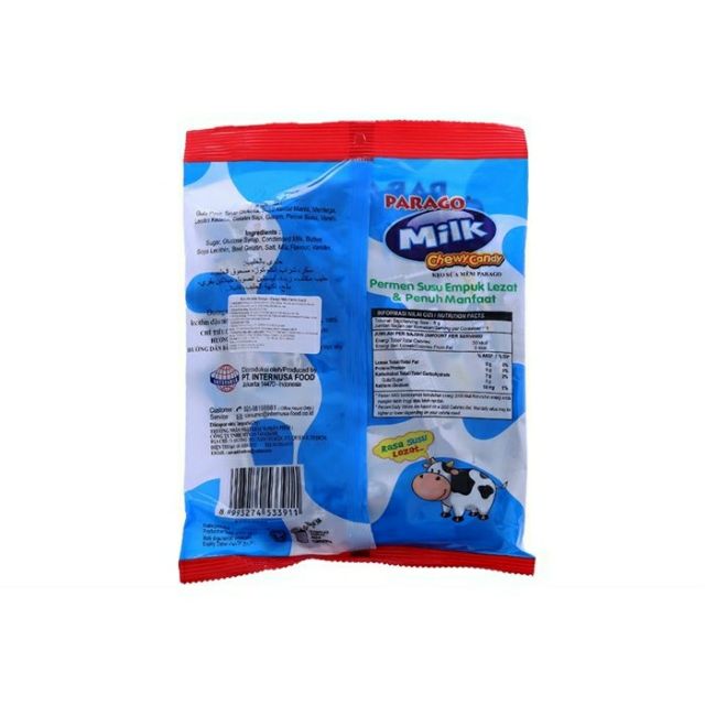 kẹo mềm parago chew candy đủ vị sữa/sôcôla/thập cẩm gói 250g