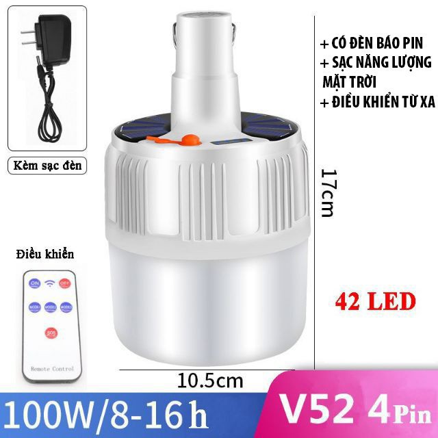 Bóng đèn LED sạc tích điện 100w - 150w siêu sáng, bóng đèn tích điện 3 chế độ sáng, sạc bằng cáp USB