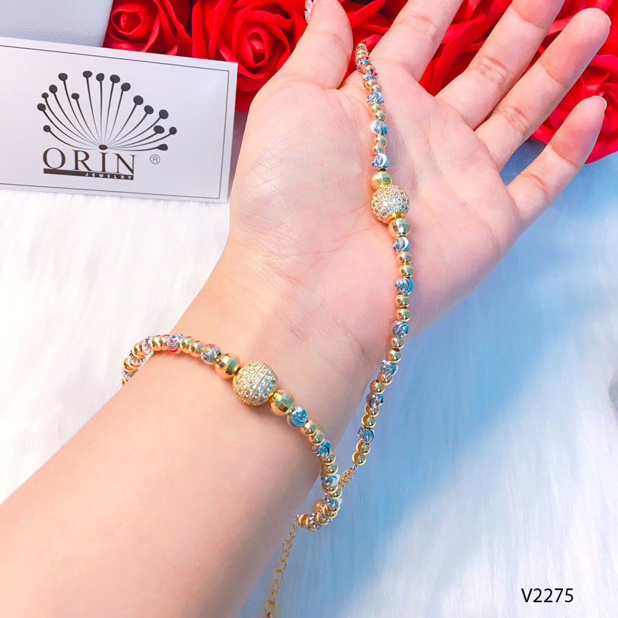 Vòng tay, lắc tay bi 2 màu đính đá thiết kế cao cấp Orin V2275