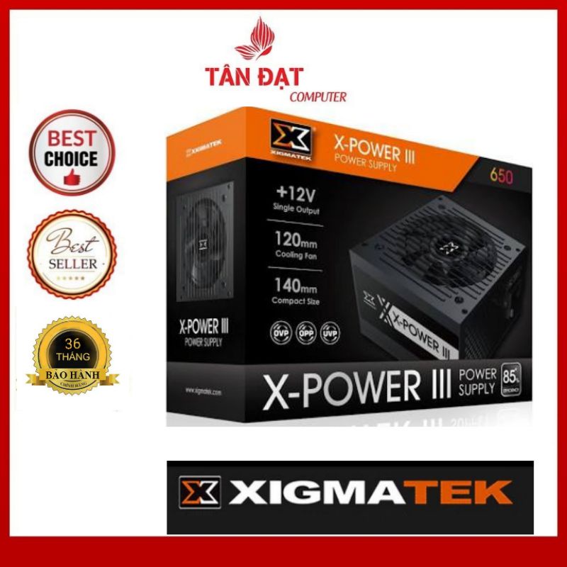 Nguồn Máy Tính Công Suất Thực XIGMATEK X-POWER III X-650 - Chính Hãng - Mai Hoàng full box nguyên siu mới 100%