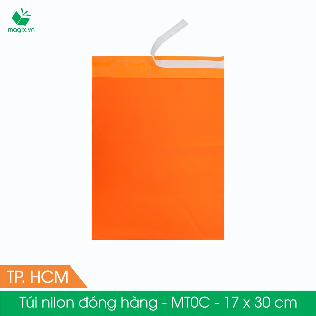MT0C - 17x30 cm - Túi nilon gói hàng - 100 túi niêm phong đóng hàng màu cam