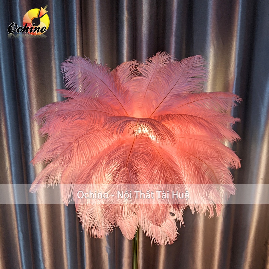 Đèn Cây Lông Vũ, Đèn Ngủ Lông Vũ Chụp Hình Và Trang Trí Phòng Ngủ 2 Tầng Khung Inox Mạ Vàng Cao Cấp (Hàng Có Sẵn)