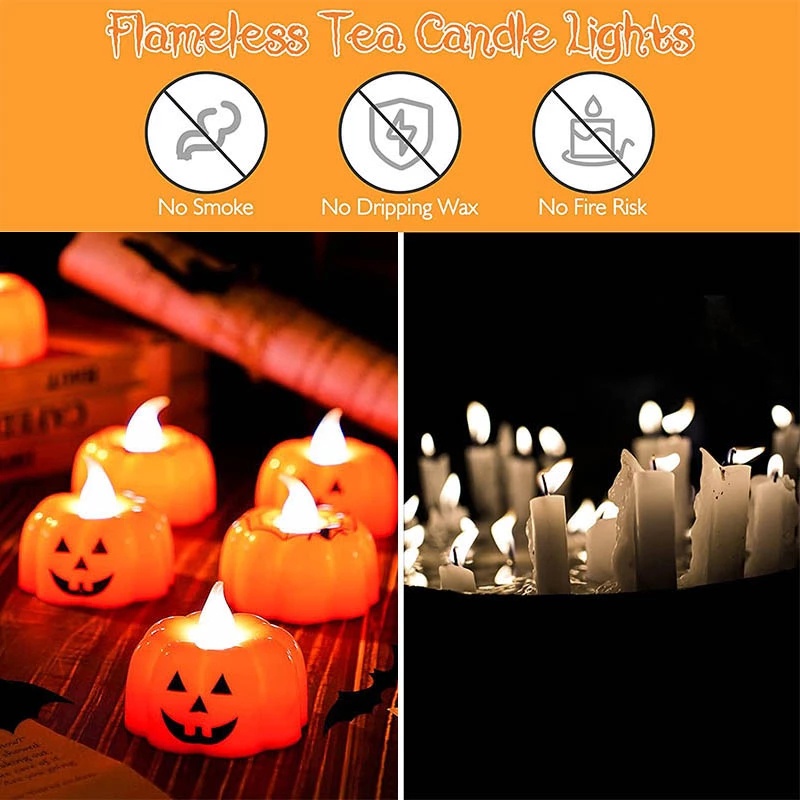 Đèn LED Hình Nến Đầu Lâu Bí Ngô / Đầu Lâu 3D Độc Đáo Trang Trí Nhà Cửa Dịp Halloween