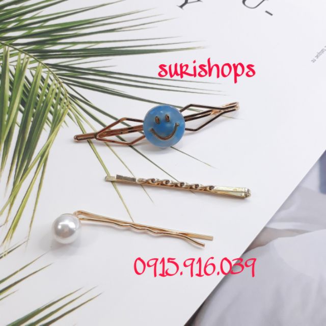 Set 3 Kẹp Tóc Mái Trend, Set 3 Kẹp tóc mái kiểu retro