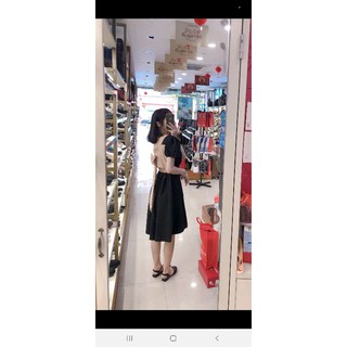 Đầm đen có nơ sau kèm ảnh thật