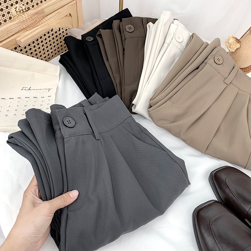 Quần Dài Ống Đứng Lưng Cao Thời Trang Công Sở Cho Nữ